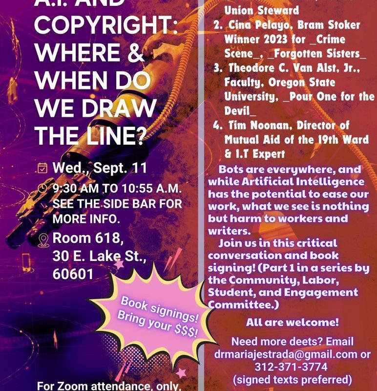 I will be discussing the pros and cons of Artificial Intelligence with a superstar panel of authors at the City Colleges of Chicago-Harold Washington College. #AI #ArtificialIntelligence